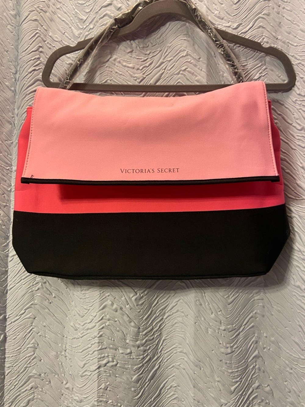 Victoria's Secret Pink, Coral & Black Colorblock Shoulder Bag